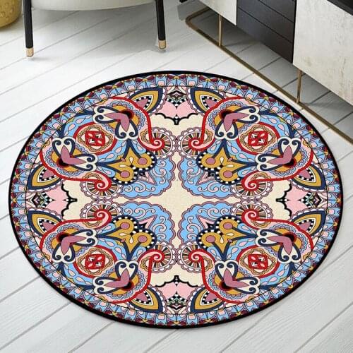 Chinese Style Color Retro Pattern Ethnic Style Living Room Bedroom Hanging Basket Chair Round Floor Mat Carpet