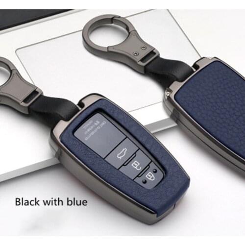 Leather Alloy Metal Car Key Holder Case Cover For Toyota CHR C-HR Prado Camry Avalon Prius Corolla RAV4 2/3/4 Button
