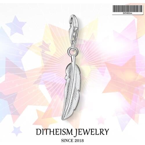 Feather Charms Pendant, 2018 Fashion Jewelry 925 Sterling Silver Trendy Gift For Women Men Boy Girls Fit Bracelet Necklace Bag