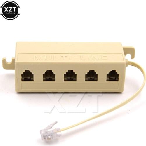 AT Hot RJ11 6P4C 1 Jack to 5 Female RJ11 Telephone Phone Cable Line Y Splitter Extension Cable Adapter Connector