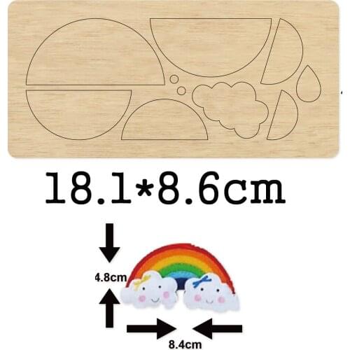 Cute Rainbow Birthday Cake Decor Plug-in Flag Handwork Wooden Mold Wood Dies Leather Cloth Paper Craft Happy Birthday Adornment