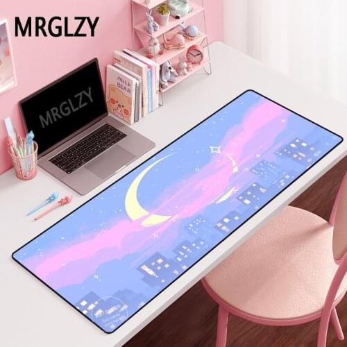 MRGLZY Drop Shipping Pink Moon Mouse Pad Gamer DeskMat Large XXL Computer Gaming Peripheral Accessories MousePadMat for LOL Csgo