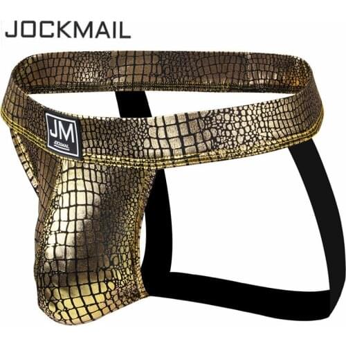 Jockmail Sexy Men Underwear PU leather gay Underwear penis pouch thong tanga Jockstrap for Males,Gay ,parties ,LGBT,Mardi Gras