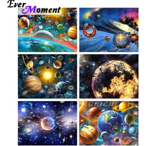 Ever Moment Diamond Painting Embroidery Colorful Planet Full Square Resin Drill Wall Art Decoration Crystal Rhinestone ASF2257