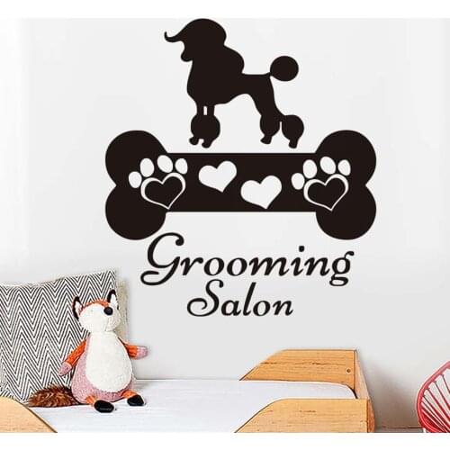 Grooming Salon Wall Sticker Dog And Bone Wall Decals Vinyl Living Room Bedroom Home Decor Pet Shop Decoration Murals
