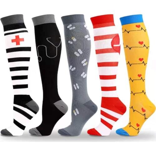 58 Styles Compression Socks Knee High Socks Medical Calf Compression Stockings Varicose Veins Graduated Pressure Nursing Socks