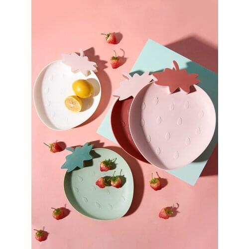 New Cute Candy Plate Strawberry Shape Fruit Food Tray Snack Dish Fruit Dry Food Plate Household Plastic Serving Plate For Home
