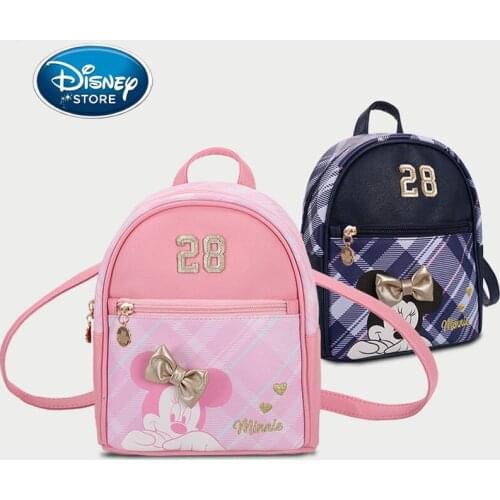 2020 New Disney British Style Minnie Mouse Girl Backpack PU Leather Female Travel Bag Casual Wild Schoolbag Upscale Backpack