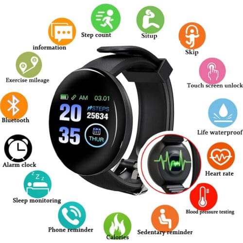 New D18 Smart Bracelet Pedometer Bluetooth Wristband Fitness Bracelet w/ Pressure Measurement Heart Rate Monitor Smart Band