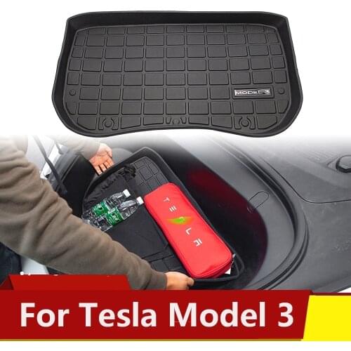 New TPE Car Front Rear Trunk Storage Mat For Tesla Model 3 Accessories Cargo Tray Trunk Waterproof Protective TPE Pads 2021