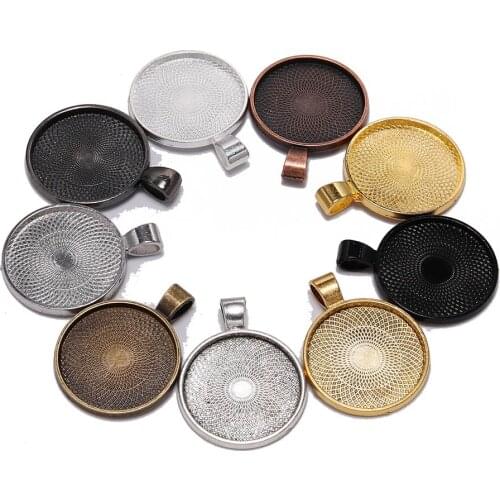 10pcs/lot 25 mm Cabochon Base Tray Bezels Blank Gold Necklace Pendant Setting Cabochon Base For Jewelry Making Supplies