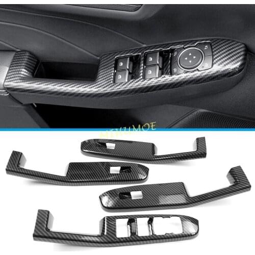 Carbon Fiber Door Window Switch Panel Cover Trims For Ford Escape Kuga 2020 2021