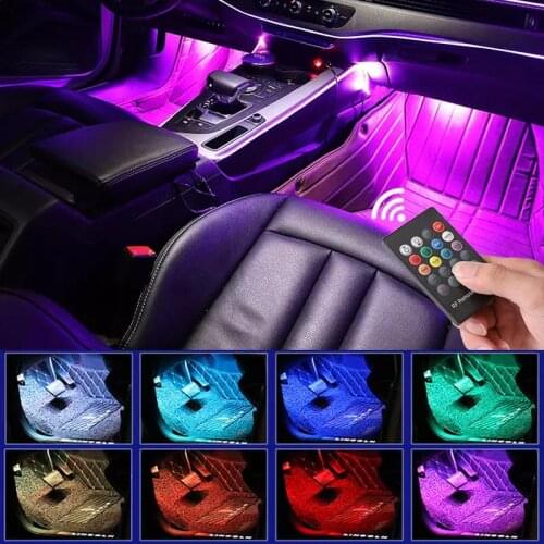 Multicolor LED Car Foot Ambient Light with USB Wireless APP Remote Music Control Auto LED Interior Atmosphere Decorative Lamp