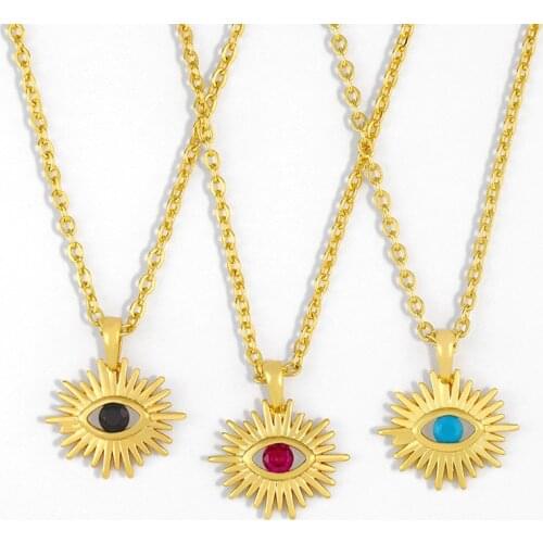 Blue Crystal Evil Eye Necklace For Women punk Cute Greek Eye Necklace Pendant Cubic Zirconia Turkish Trendy Jewelry Wholesale