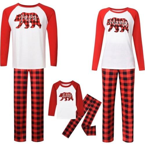 Family Matching Pyjamas Bear Print Christma Matching Pajamas 2PCS Clothes Set Baby Kids Nightwear Mon Dad Cotton Home Sleepwear