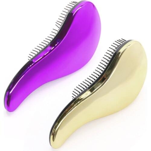 1pc Anti-static Hair Brush Massage Comb Detangling Hair Brushes Electroplate Shower Massage Wet Hairbush Salon Hair Styling Tool