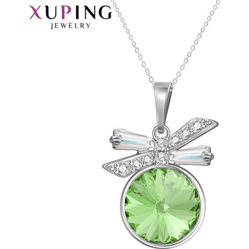 Xuping Jewelry Hota Sale Elegant Ladies Crystals Pendant Necklace with Rhodium Plated 40214