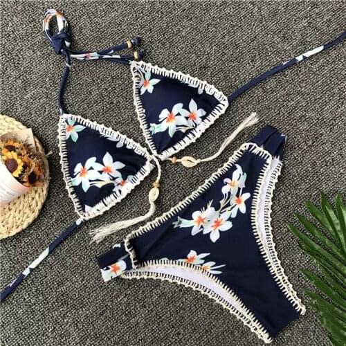 Women Sexy Bikini Set Floral Swimsuit Push Up Beachwear Padded Bathing Suit Brazilian Biquini 2021 Swimwear Mujer