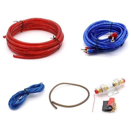 1 set copper Car Audio Subwoofer line RCA Audio modification wire Power amplifier cable kit 10GA Audio Signal Cable