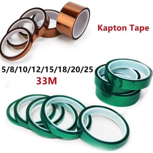 1PC 5/8/10/15/20/25MM x33M Brown Green High Temperature Resistant Tape Polyimide PET For Electronic Repair Heat Tapes BGA Tape