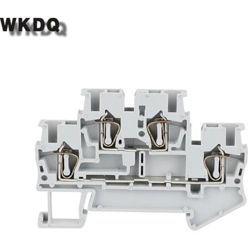 10pcs STTB-2.5 4 Connections Spring-cage Double Level Din Rail Terminal Blocks WONKEDQ