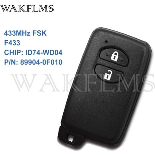 2 Buttons Black 433MHz FSK F433 Board ID74-WD04 Smart Remote Key For Toyota Corolla 89904-0F010 DST 4D 80 Bit Completed Key