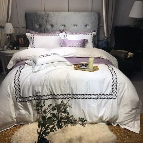 2018 Embroidered Luxury Royal Bedding Set 100S Egyptian Cotton 4/6pcs King Queen Size Boho Bed Set Duvet Cover Bed sheet set