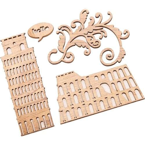 4Piece Unpainted Natural Wooden Crafts Wooden Shapes Ornaments Scrapbooking Card Making Wooden Pieces for Home Wedding Ornaments