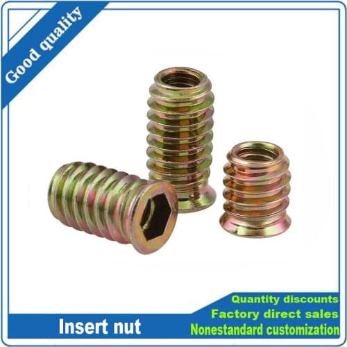5/20c M6 M8 M10 Steel Metal Hexagon Hex Socket Drive Head Embedded Insert Nut E-Nut for Wood Furniture Inside and Outside Thread