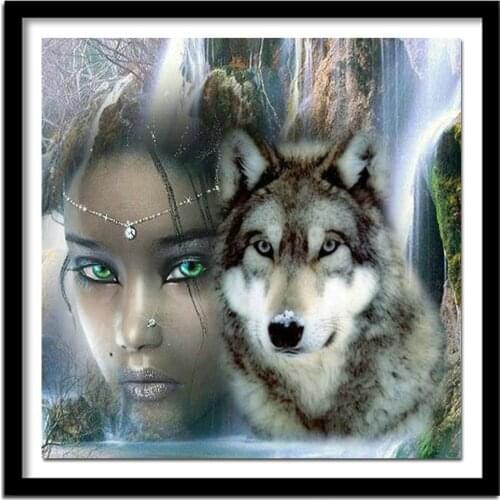 5D Diy Diamond Painting Girl And The Wolf Diamond Full Diamond Embroidery Cross Decoration Square Gifts Kit