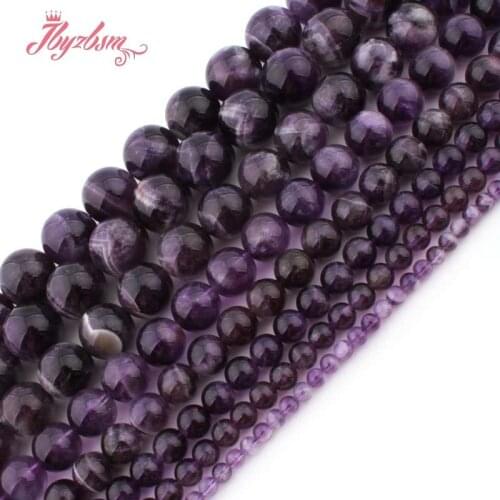 6,8,10,12mm Smooth Round Beads Dream Amethysts Natural Stone Beads For DIY Necklace Bracelat Jewelry Making 15" Free Shipping