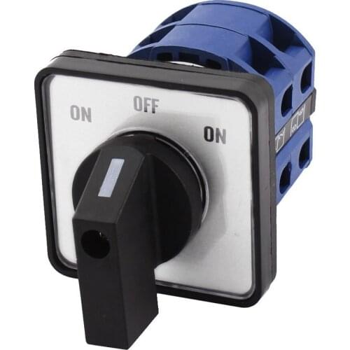 AC660V 25A 2-Pole 3-Position Momentary Plastic Rotary Changeover Switch Blue+Black