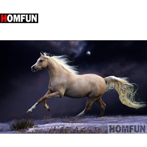HOMFUN Full Square/Round Drill 5D DIY Diamond Painting "Animal horse" Embroidery Cross Stitch 5D Home Decor A15275