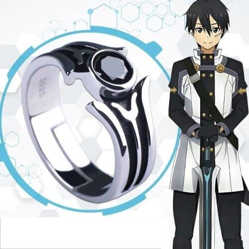 Anime Sword Art Online Kirito Cosplay SAO 925 Silver Kirigaya Kazuto Ring Props
