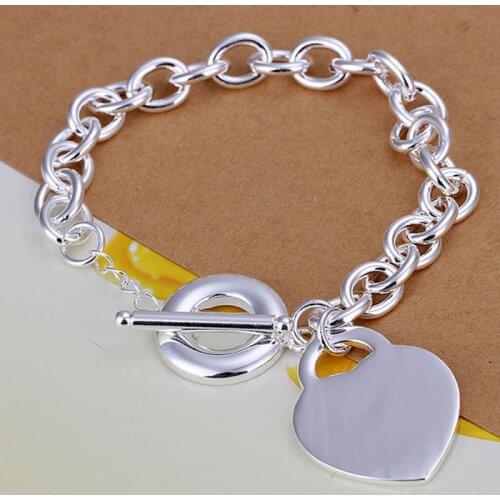 Free Shipping Wholesale silver bracelet, 925 fashion silver plated jewelry Heart TO bracelet /ZVXUOHYP GDCBYSOZ