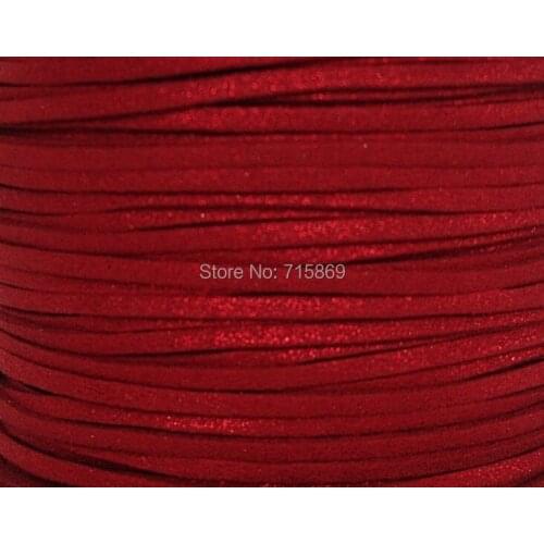 Free Ship DIY Jewelry 100 Meters 10mm x 1.5mm Metallic Dark Red Flat Faux Suede Leather Cord For Necklace and Bracelet