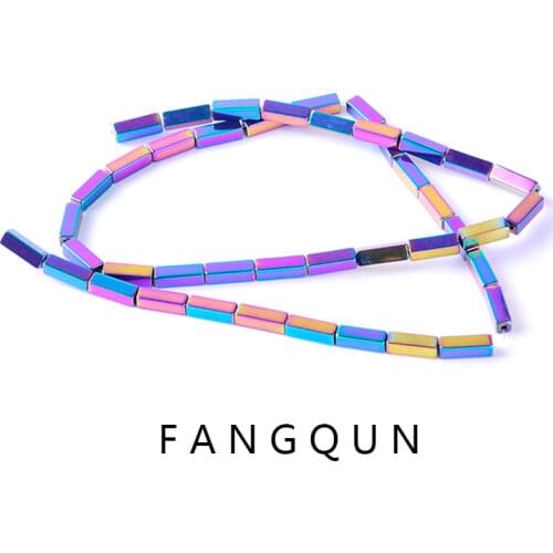 8colors 3*9mm Natural Stone Bright Hematite Beads Cuboid loose spacer beads for DIY Necklace Bracelet Jewelry Making Accessories