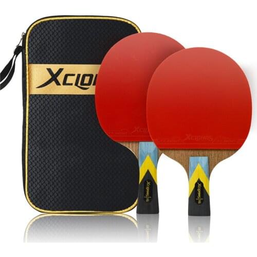 Professional Tennis Table Racket Short Long Handle Carbon Blade Rubber With Double Face Pimples In Ping Pong Rackets With Case