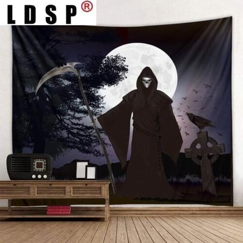 LDSP Tapestry Wall Hanging Haunted Halloween Fabric Mural Background Cloth Wall Rugs Towel Beach Blanket Dorm Living Home Decor