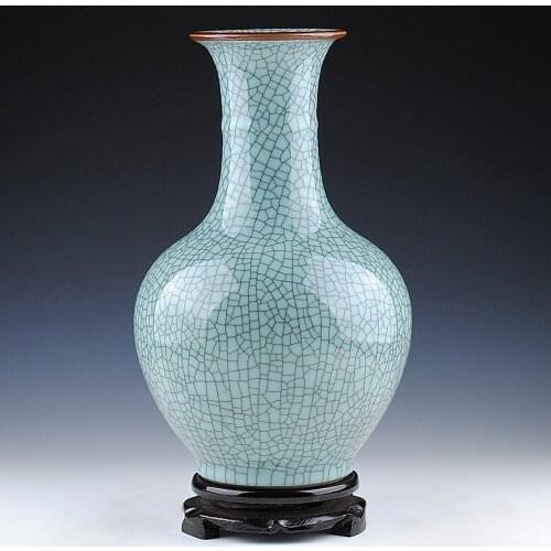 Jingdezhen ceramics kiln opening piece of high-end antique celadon vase classic modern furniture living room Decoration