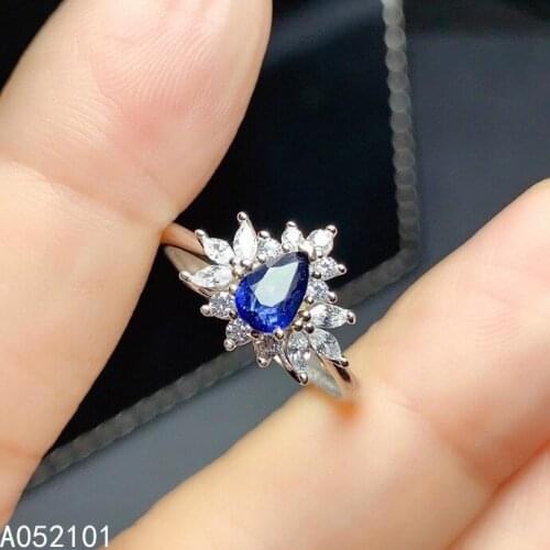 KJJEAXCMY fine jewelry S925 sterling silver inlaid natural sapphire new girl noble gemstone ring support test Chinese style