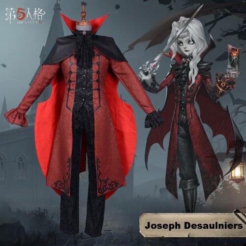 Game Identity V Cosplay Costumes Photographer Joseph Desaulniers Cosplay Costume Bloody sword Skin Uniforms Red Suits wears
