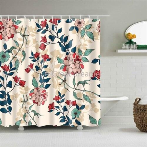 Hot Sale Flowers Printed Shower Curtain Waterproof Polyester Butterfly Curtain Color Bathroom Curtain With Hooks Home Decoration
