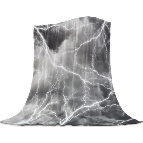 Lightning Grey Sky Printed Flannel Throw Blanket Quilts Keep Warm Sofa Child Blanket Home Textiles Family Gift
