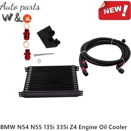 15 Row Oil Cooler For BMW N54 N55 135i 335i Z4 Engine Oil Radiator Aluminum Universal 15 Rows AN-10 Oil Cooler