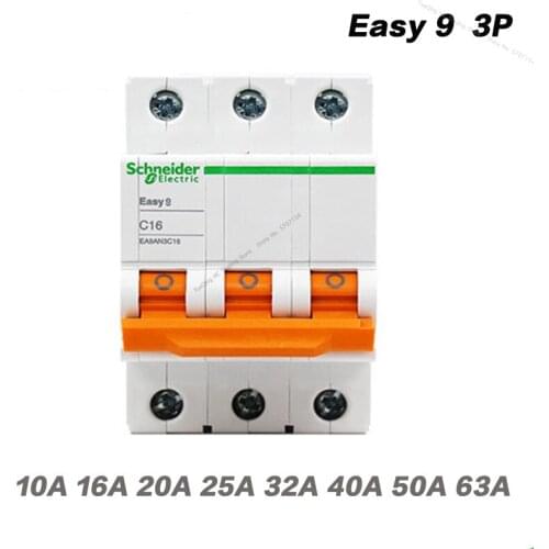Schneider Electric Miniature Open Circuit Breaker EASY9 AN3C63 Series 3P AC10A 16A 20A 25A 32A 40A 50A 63A Air Switch Original
