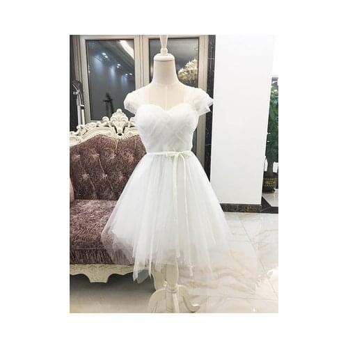 Wholesale Cheap Pink White Short Bridesmaid Dresses Wedding Prom Robes Graduation Vestidos in Good Quality