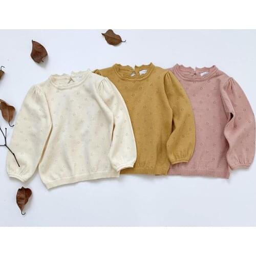 Autumn Winter Baby Kids Girls Long Sleeve Hollow Out Knit Sweater Baby Kids Girls Pullover Sweaters Childrens Clothes