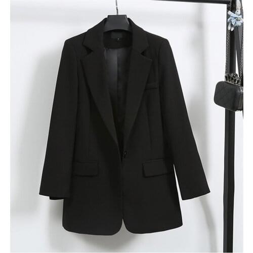 Classic Style Black Blazer Coat Women Spring New Suit Female Chic Solid Color Long-sleeved Casual Slim Korean Suit Jacket r196