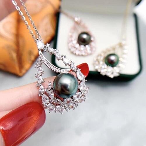 Charm 925 Sterling Silver Pendant Mountings Base Findings Jewelry Parts Fittings Accessories for Pearls Stones Beads Coral Agate